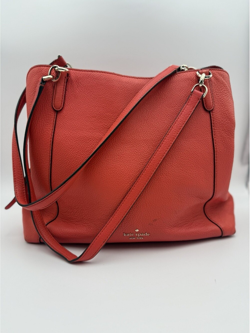 Kate Spade New York Jackson Pebbled Leather Shoulder Bag -Tangerine